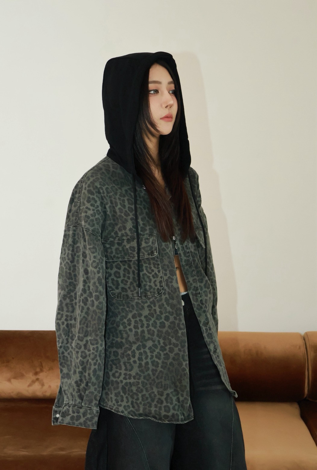 復古 豹紋 連帽 #外套