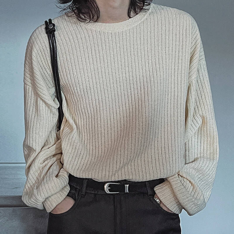 韓系慵懶老錢風圓領秋冬基本款毛衣