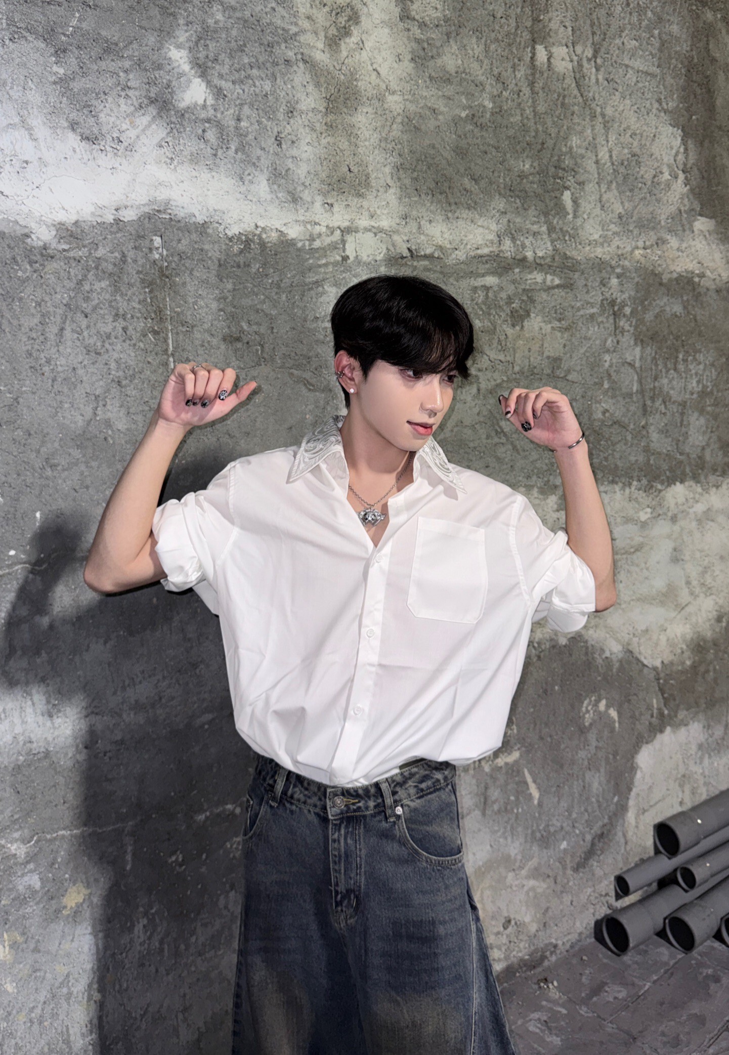 (GOAL) 美式浮雕刺繡襯衫 長袖 aw25007