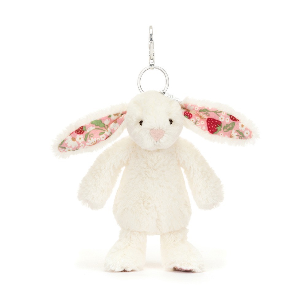 JELLYCAT Mini Steawberry Bunny Bag Charm 碎花典雅白兔 吊飾鑰匙圈
