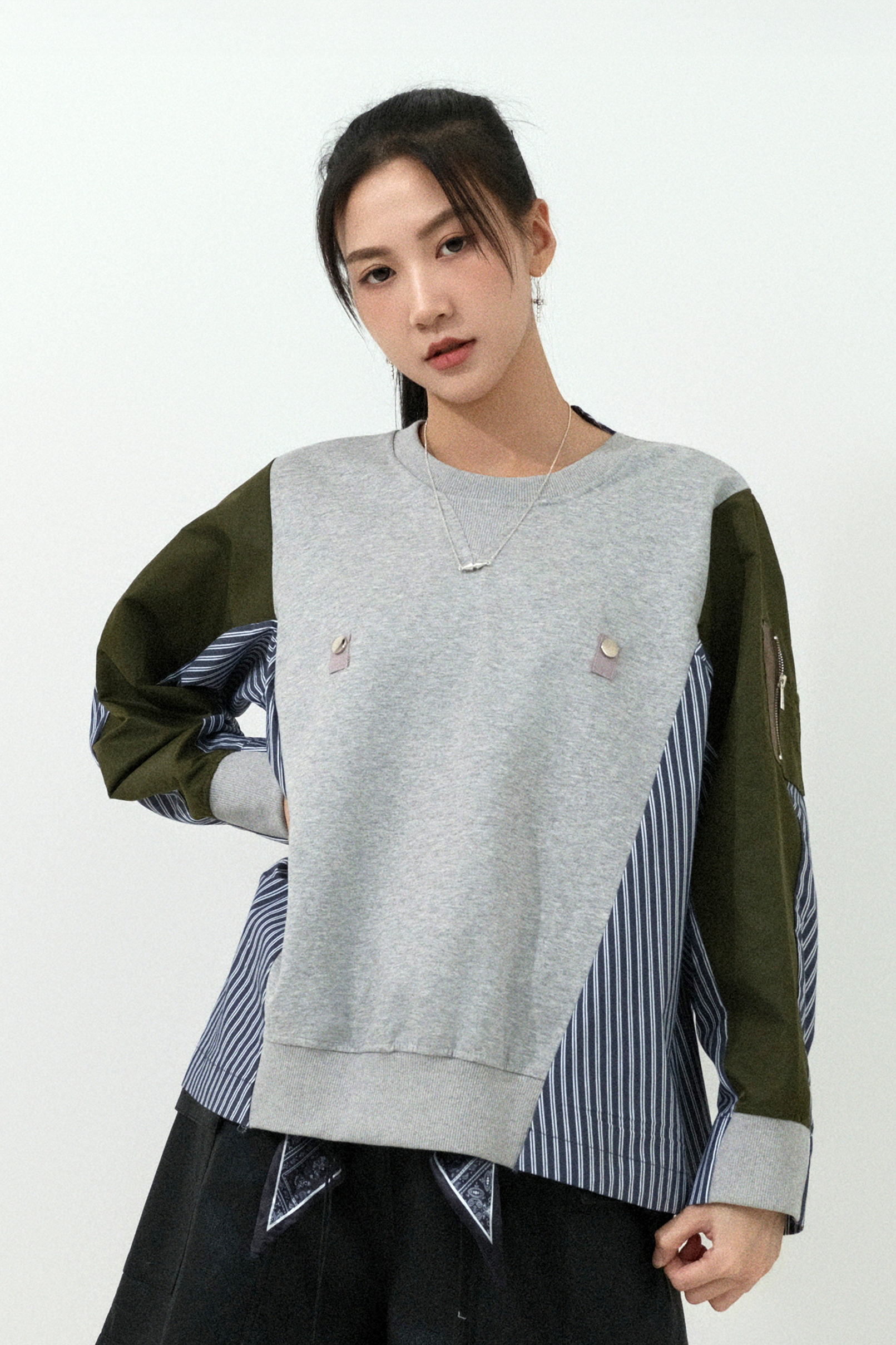 衛衣恤衫軍褸拼接上衣 (預購產品）