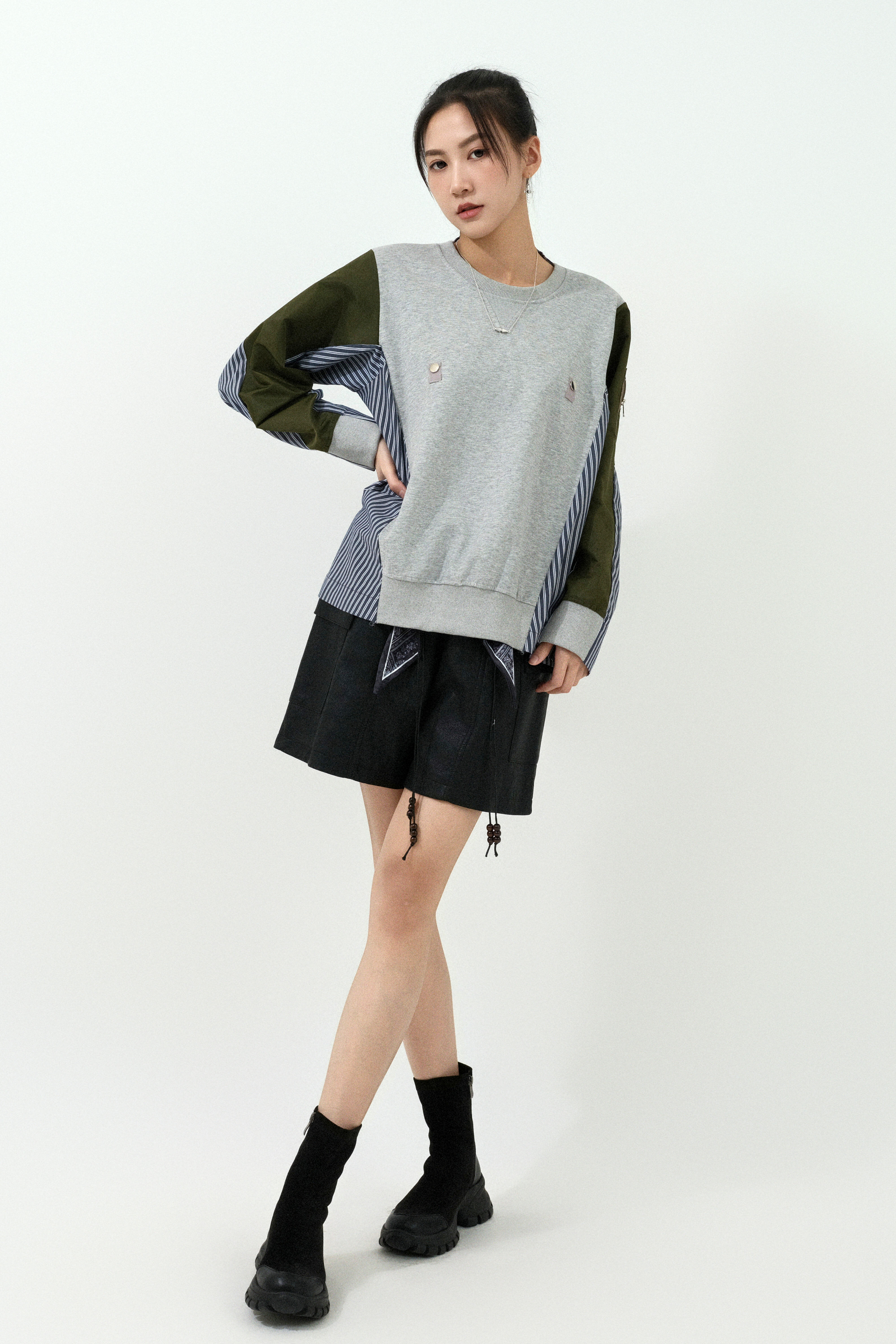 衛衣恤衫軍褸拼接上衣 (預購產品）