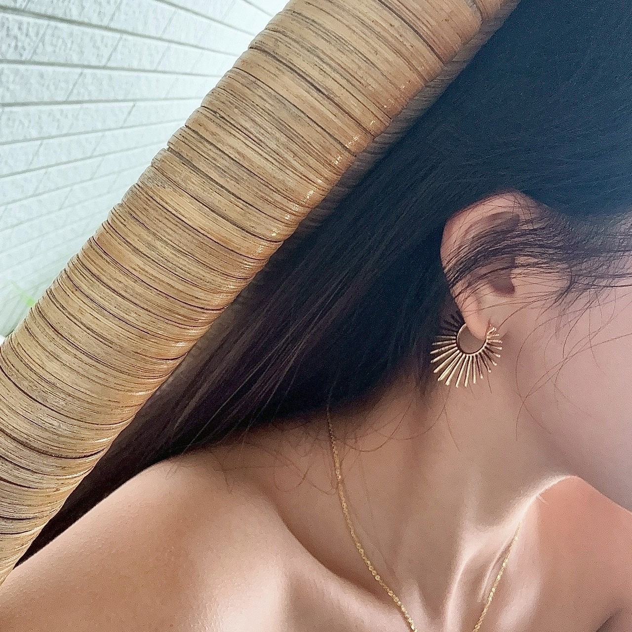 Gy”Radiant Halo太陽花金屬耳釦圈