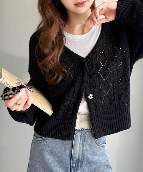 日本🇯🇵連線 Classical Elf 簍空針織外套 麻花針織 短版 V領 4色(任買兩件711免運)/預購