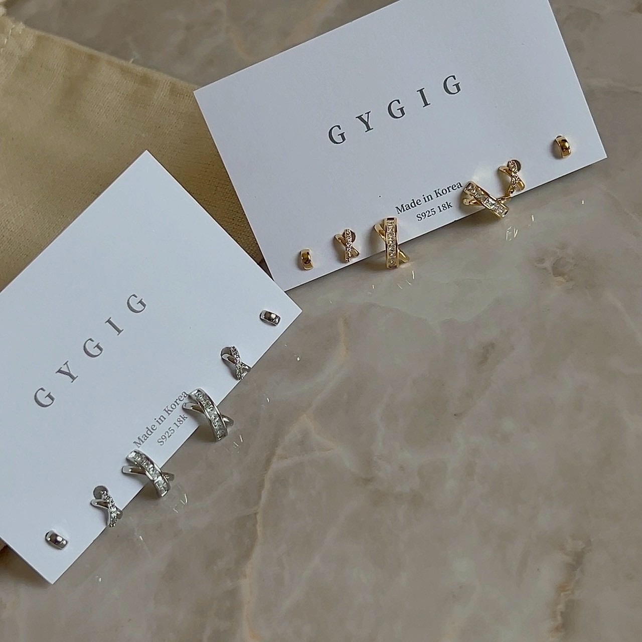 Gy”經典x”交叉高cp值三件組耳釘