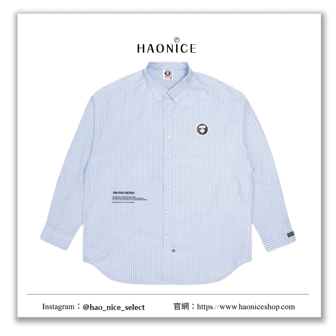 【HAO NICE 】100%日本正品🇰🇷 Aape  25FW 秋冬新款 經典猿人頭徽章 工裝風必備 刺繡休閒長袖襯衫8422XXJ！