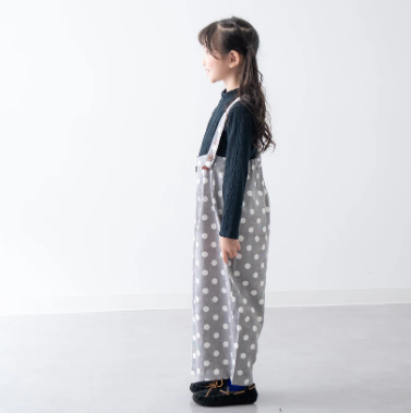 RMB10B007GY Rag-mart 灰色復古風波點吊帶工人褲