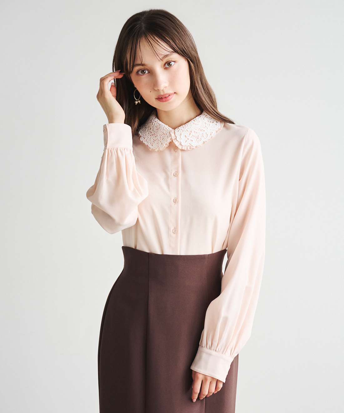 [預購] 折扣 LILLIAN CARAT 蕾絲領襯衫