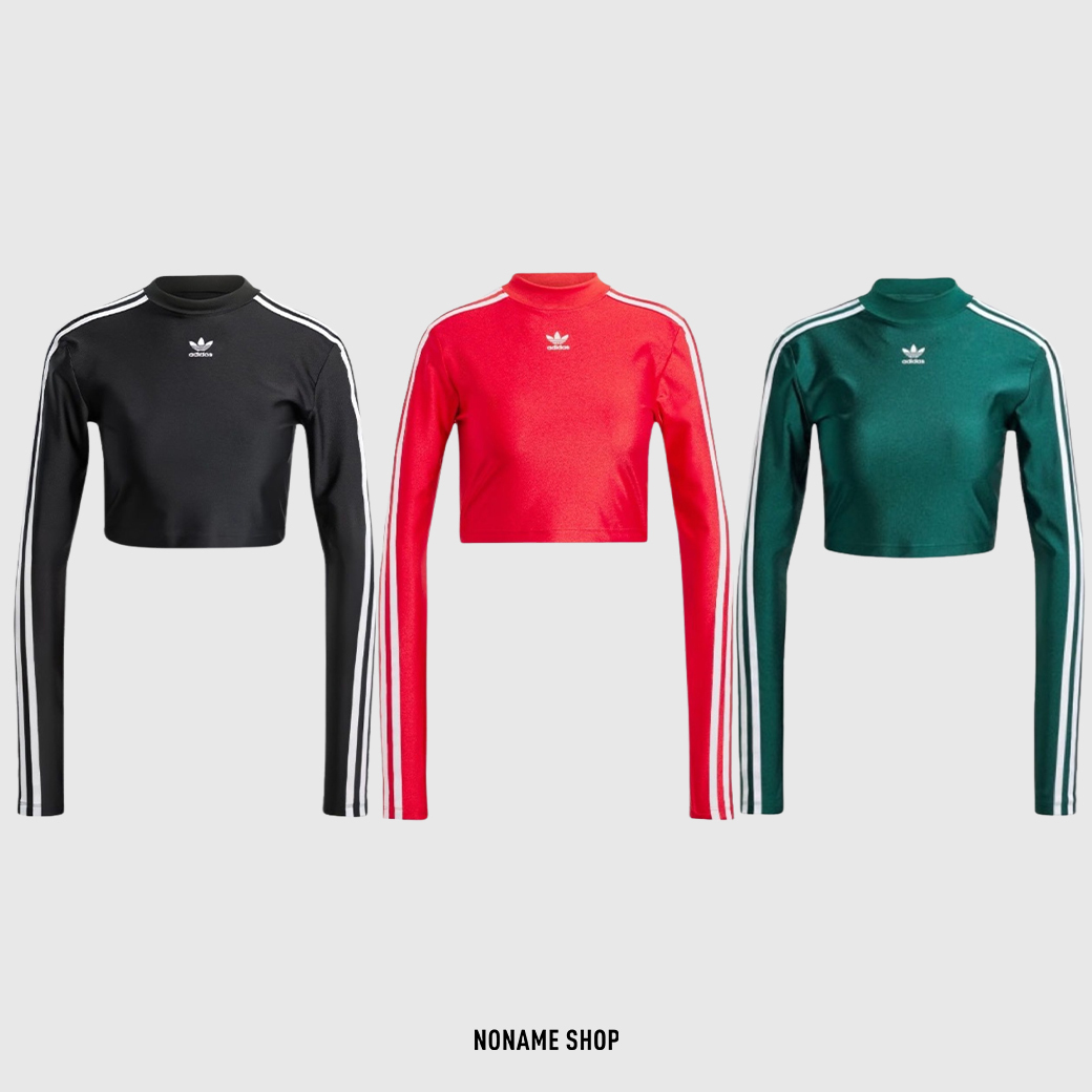 ADIDAS ORIGINALS 3-Stripes 三葉草 三線 微高領 辣妹 短版 修身 長袖 三色 (女款)
