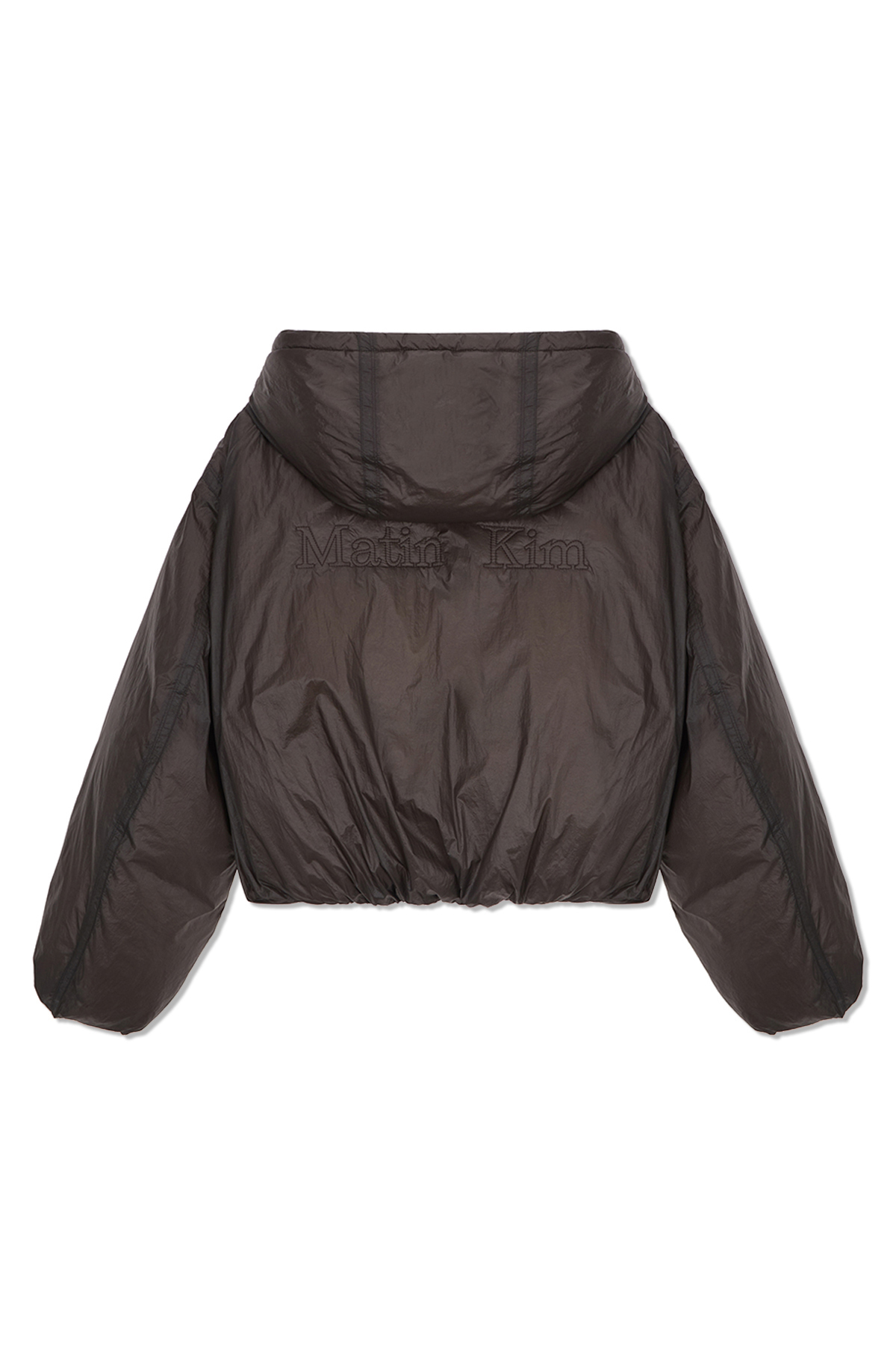 連帽LOGO短版羽絨外套 炭灰