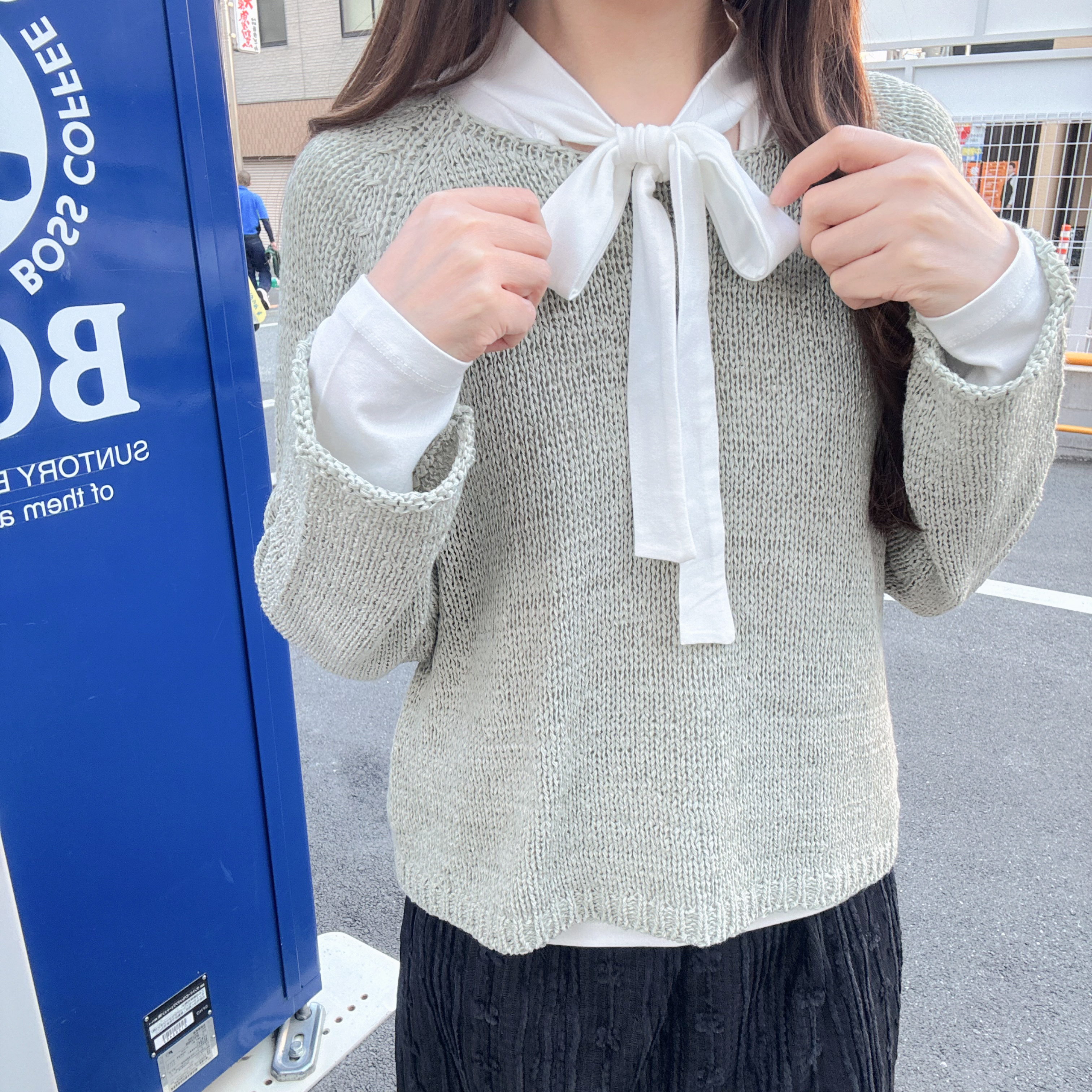 蝴蝶結領帶棉top