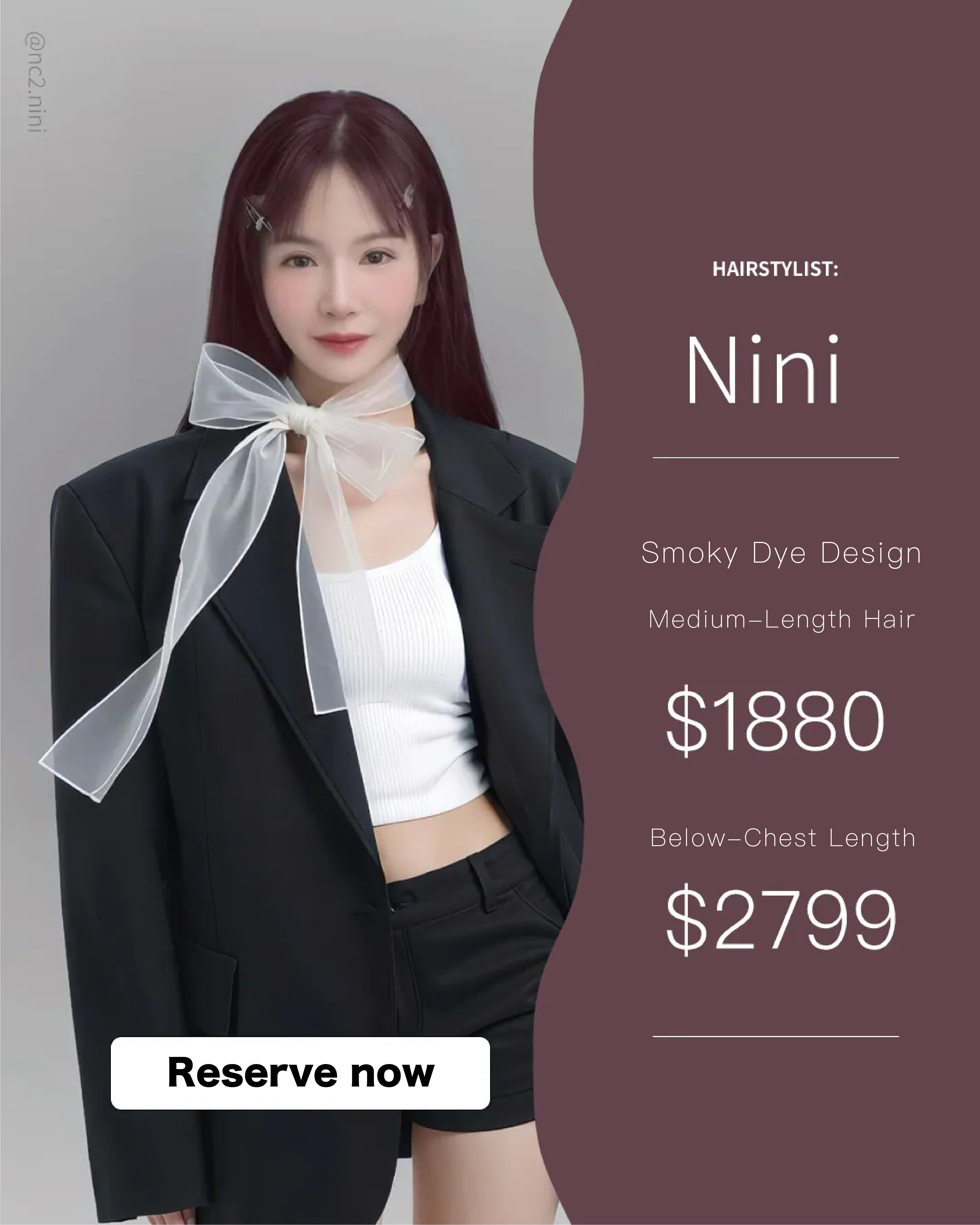 Recommended stylist in Taoyuan: Nini @ NC2 Hair Salon