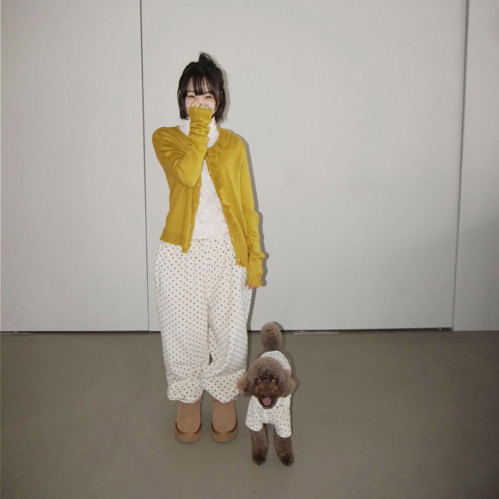 【 韓國連線 】NERDOG｜圓點羊毛長褲(白色）－大人系列