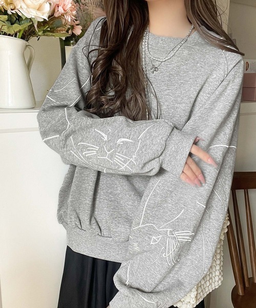 日本🇯🇵連線 Classical Elf 簡約貓咪袖大學T 寬鬆 落肩 3色(任買兩件711免運)/預購