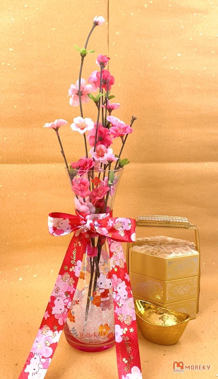 Hello Kitty 大口仔 花樽 絲帶