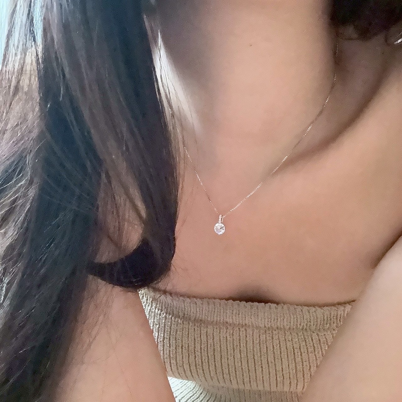 Gy”silver高級白金圓鑽吊墜”鎖骨細項鍊/現貨11