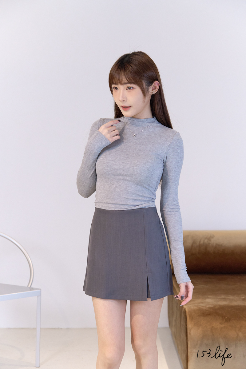 |現貨|後拉鍊西裝短褲裙(黑/灰)(S-L)