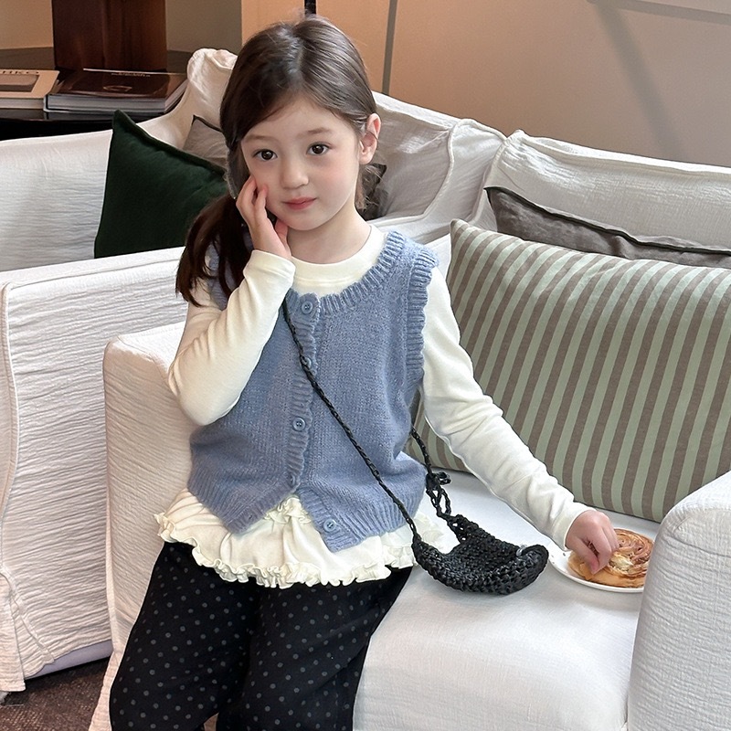 四色疊穿花邊背心