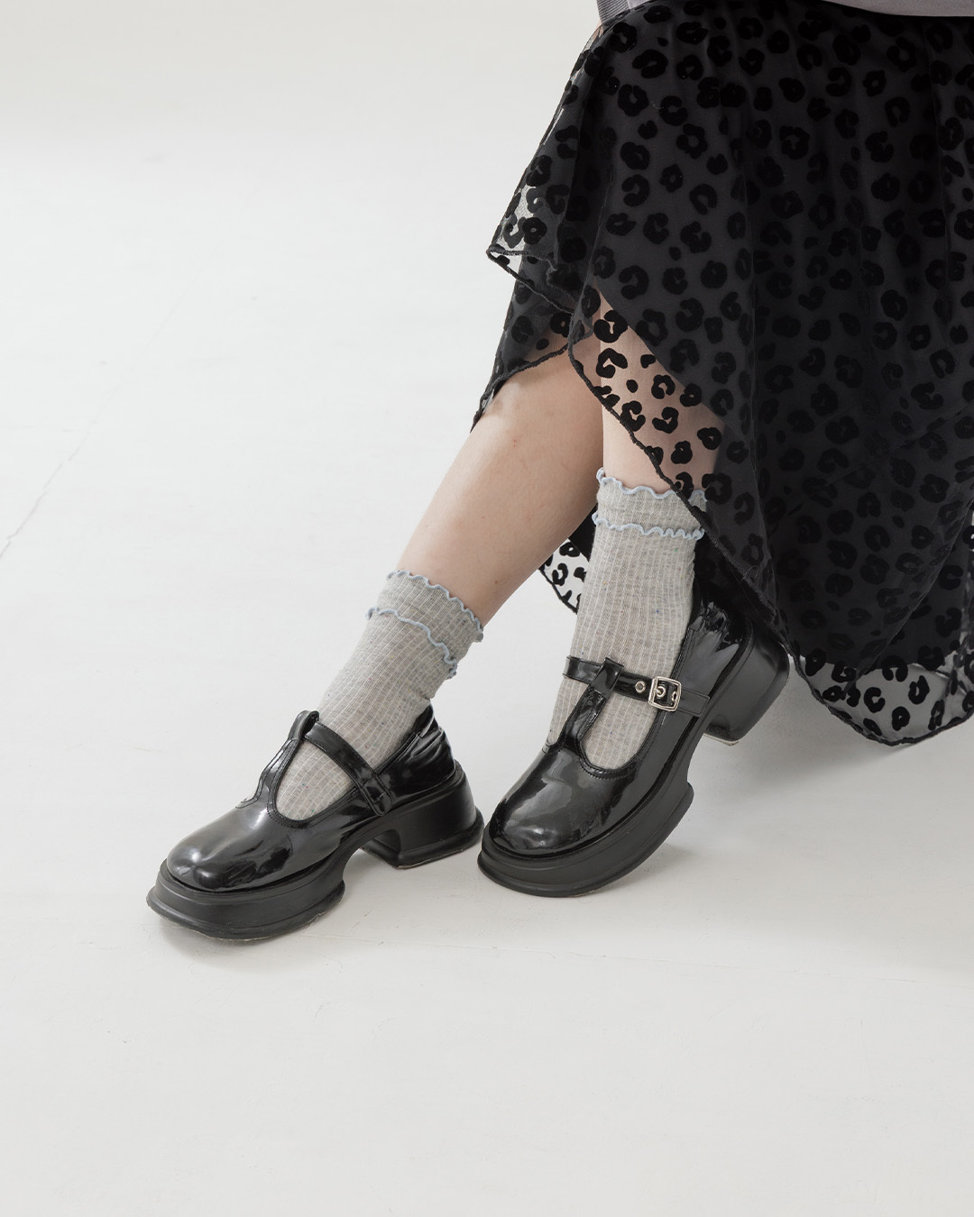 Double-layer wood ear lace colorful dot stockings, four colors for sale【07110596】in stock+pre-order