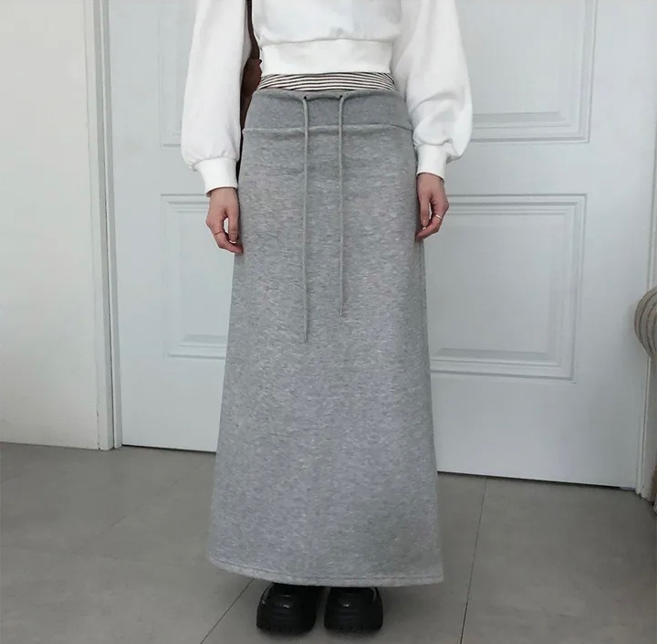 【優惠預訂】韓國絨毛底棉質長裙（4色）