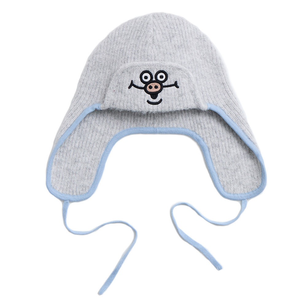 [Megumi Yamazaki] Dogs Know Everything Colorblock Earcuff Beanie Gray/Blue