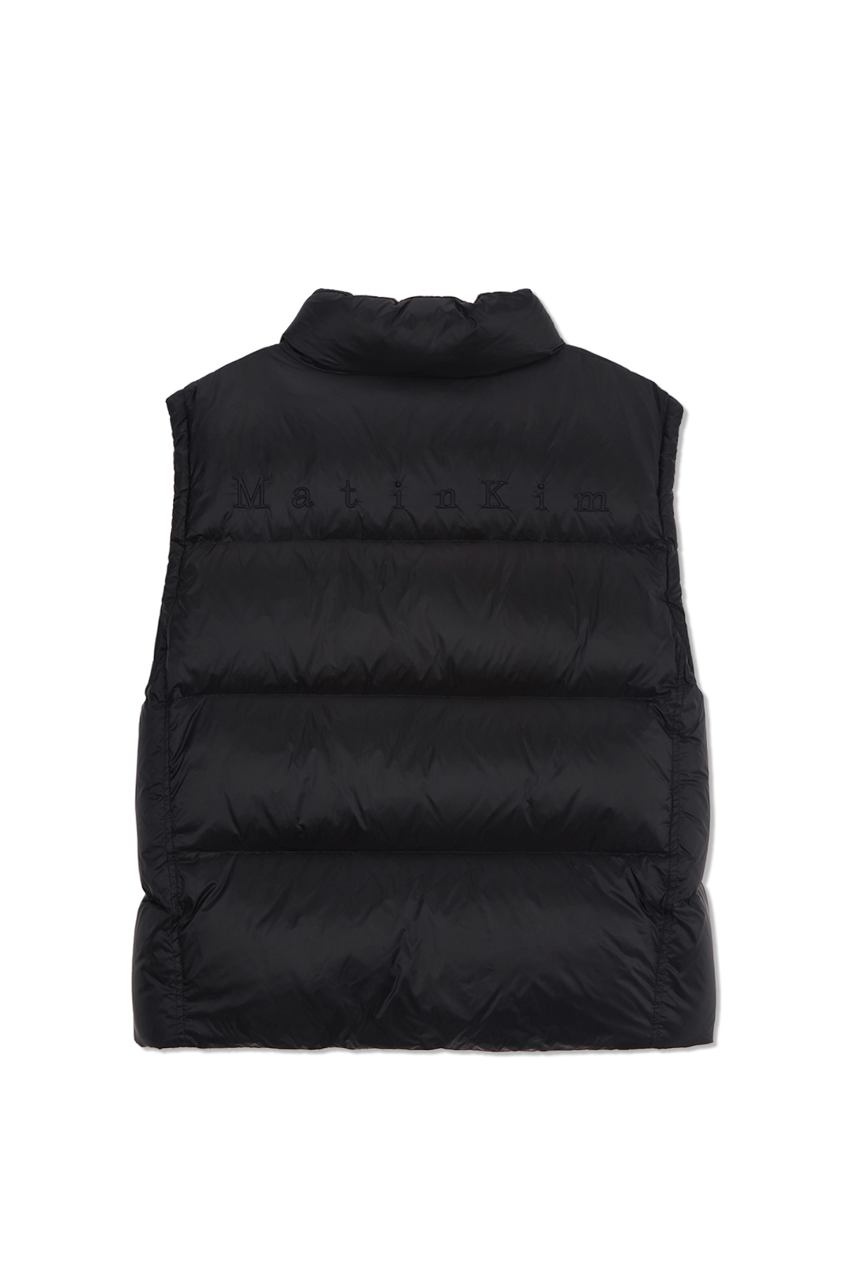 不對稱絎縫拼接羽絨背心男款 黑色