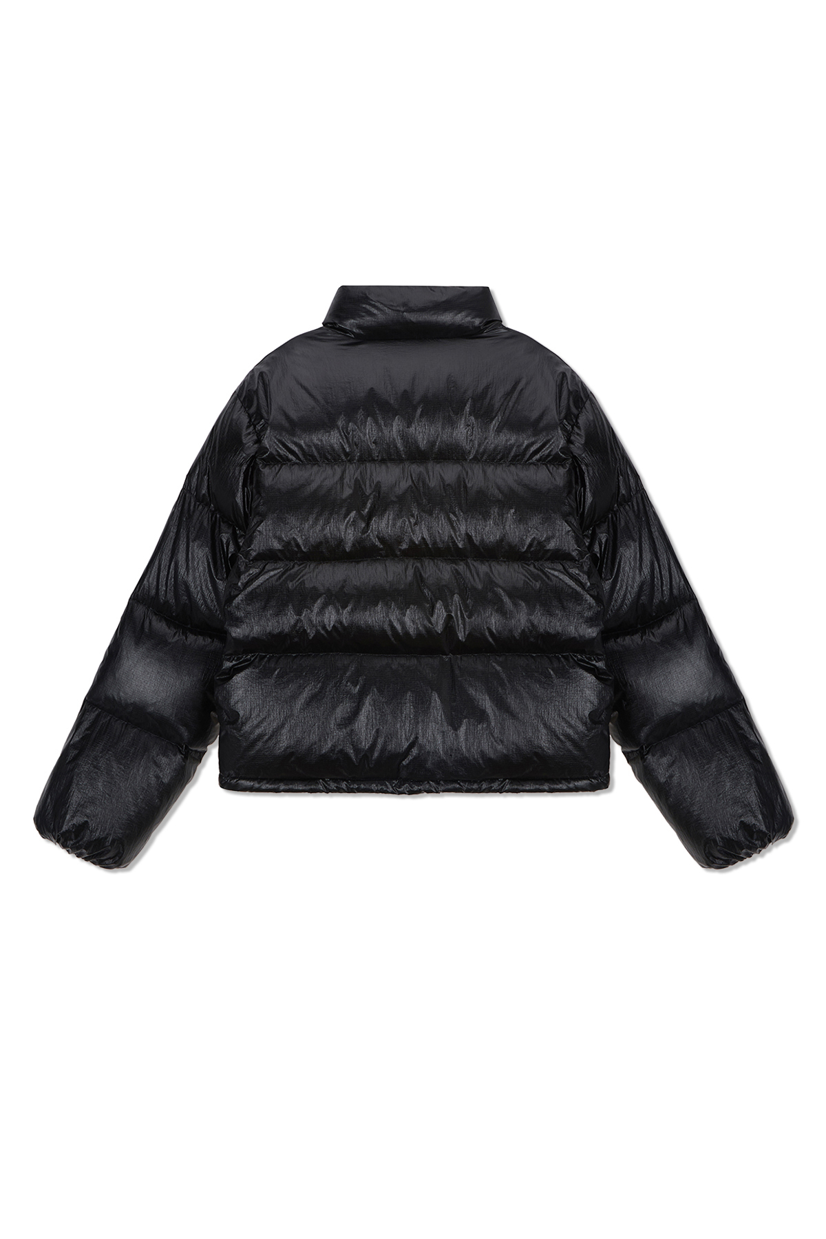 小LOGO刺繡亮面羽絨外套女款 黑色