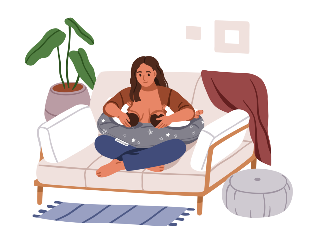 雙人橄欖球式哺乳:雙胞胎的好幫手