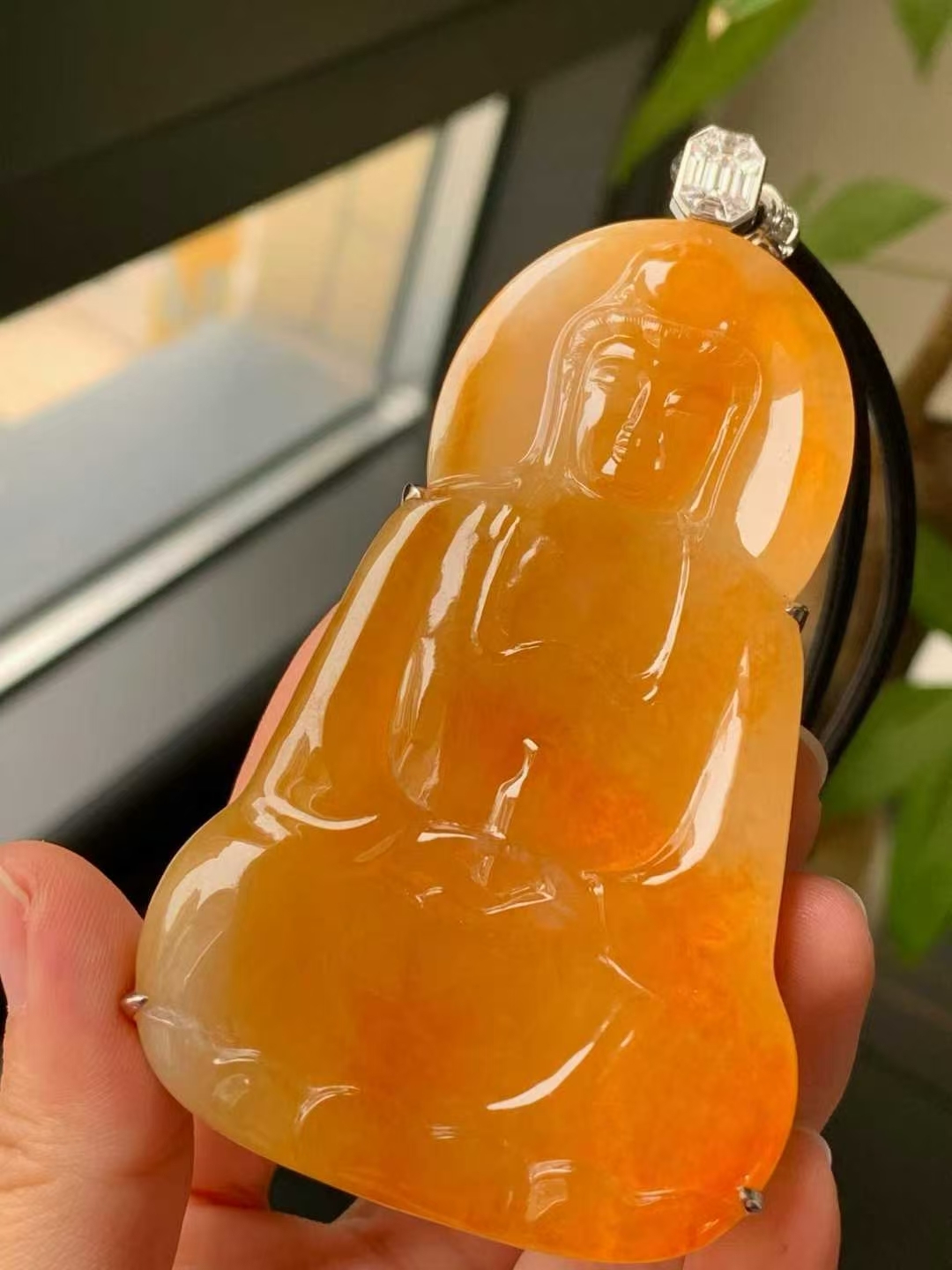 1023344 翡翠黃翡觀音吊墜