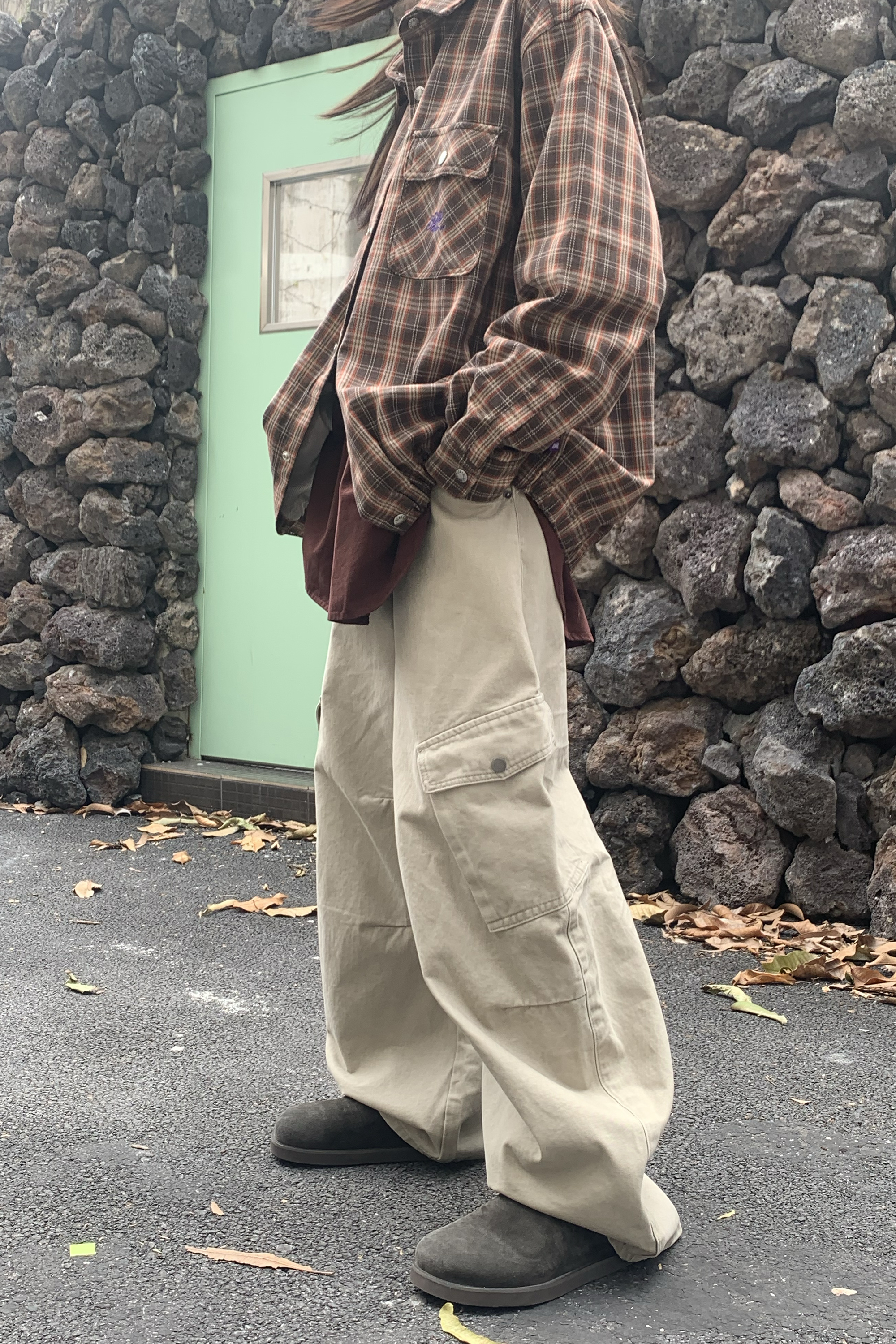 冬・Winter｜摺線剪裁卡杏工裝褲