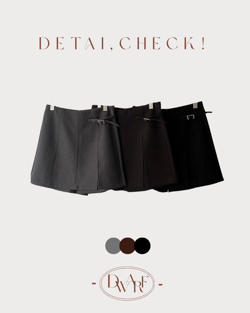 《KR》微挺身側扣西裝裙褲