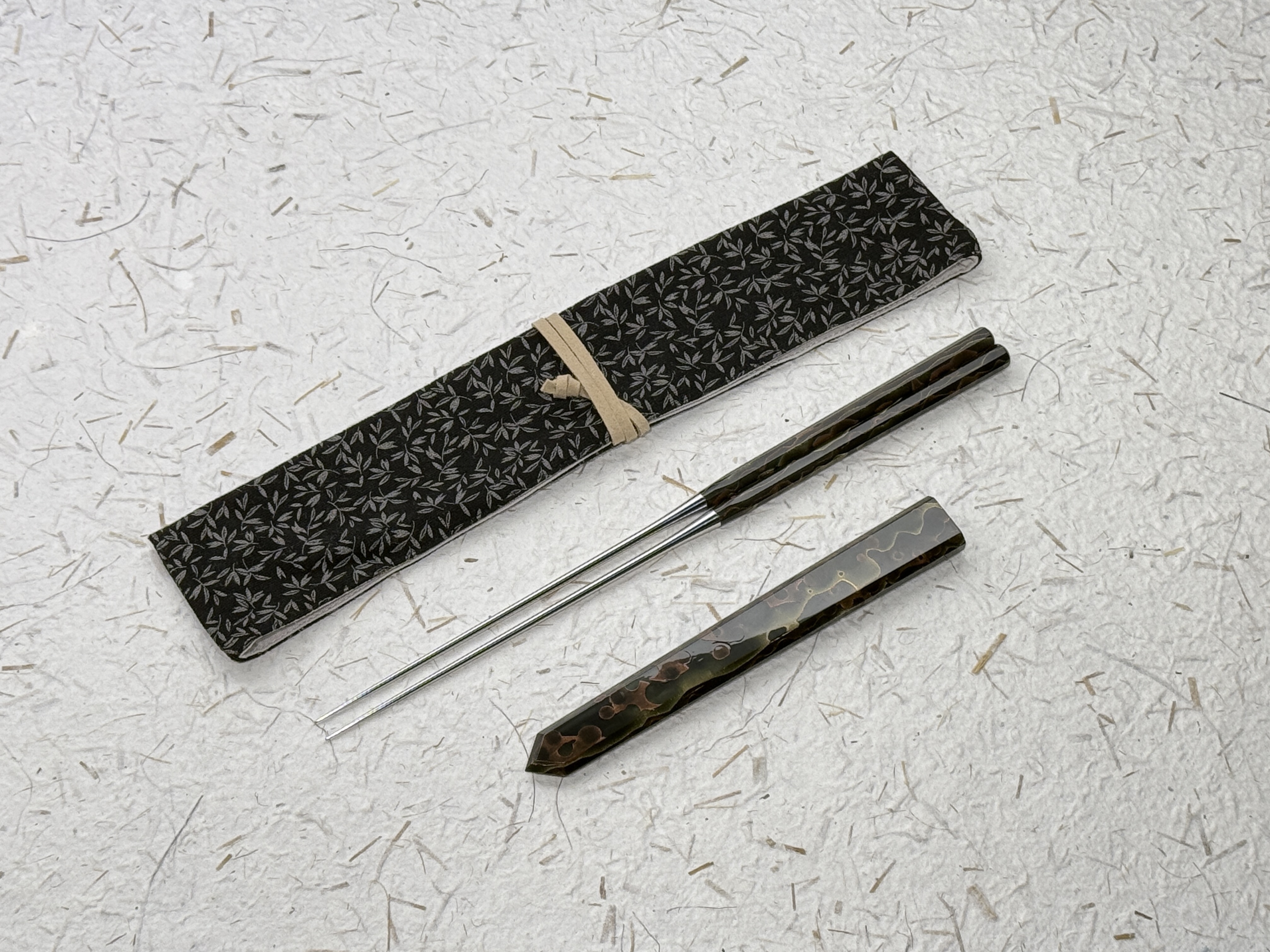 初心 金橙黑色樹脂 八角盛箸 收納袋付