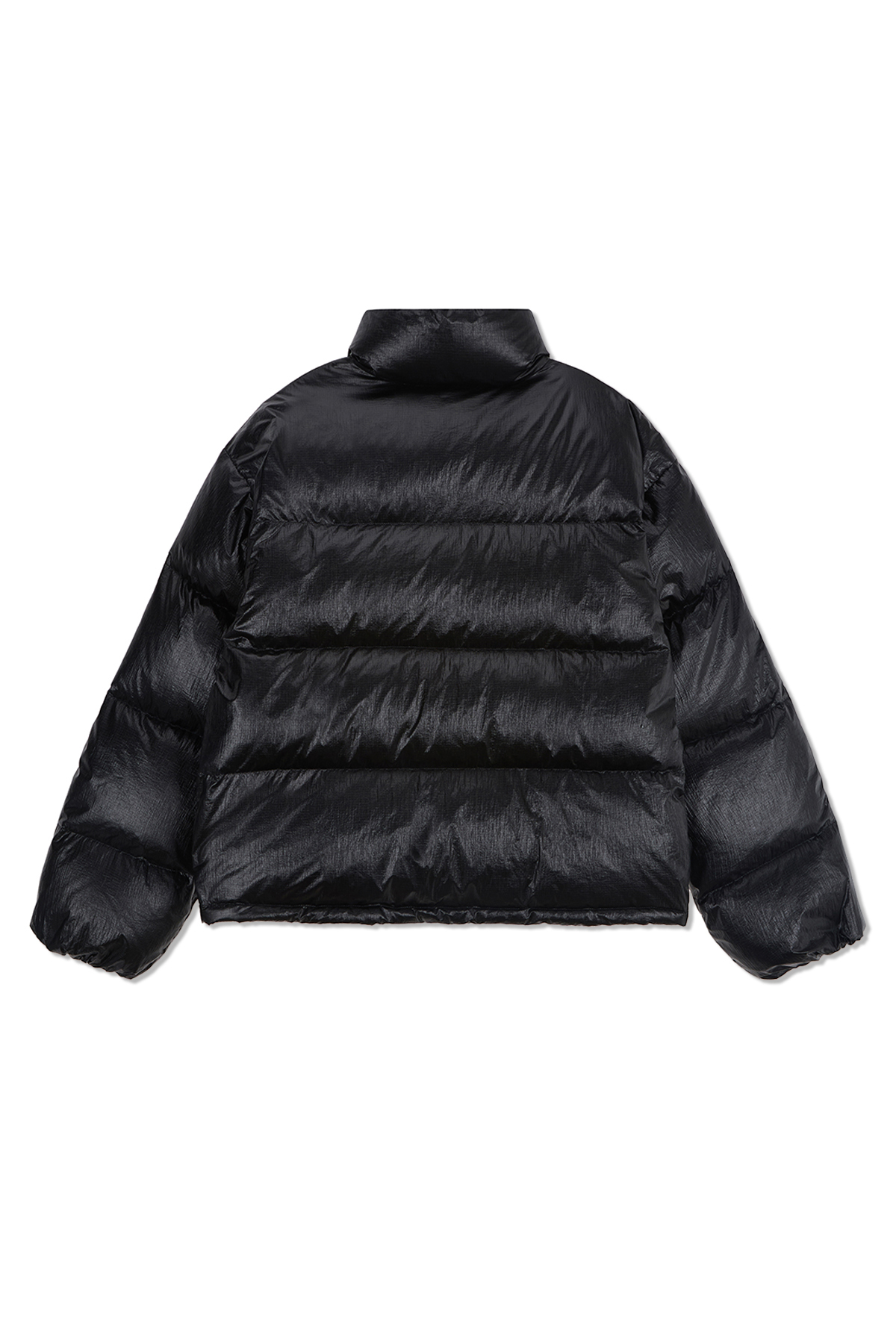 小LOGO刺繡亮面羽絨外套男款  黑色