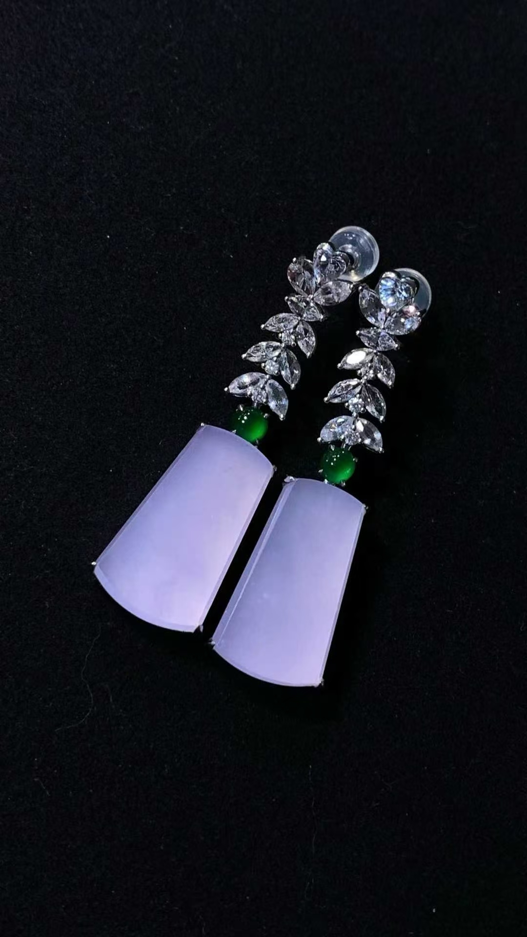 翡翠紫羅蘭無事牌耳墜一對,天然翡翠A玉, 緬甸玉, Jade, Jadeite