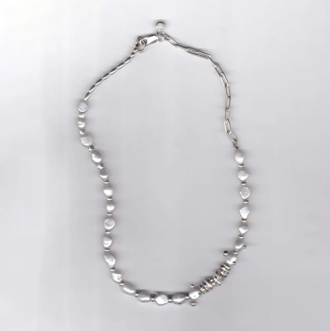 PROJ-ORNMNT 熔銀滴露珍珠項鍊