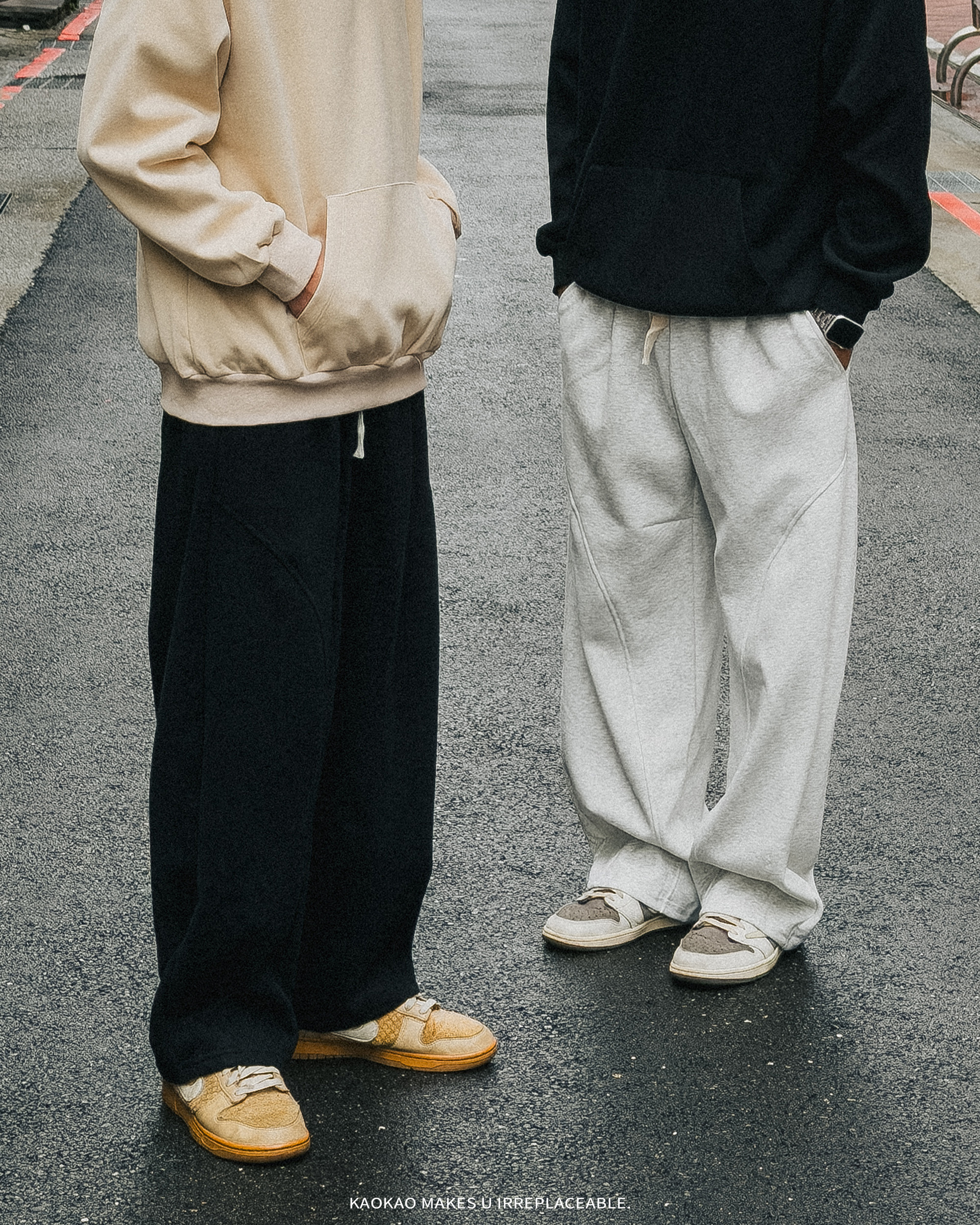 NATURE 重磅400G 弧形分割設計 彎刀棉褲 【L2357】