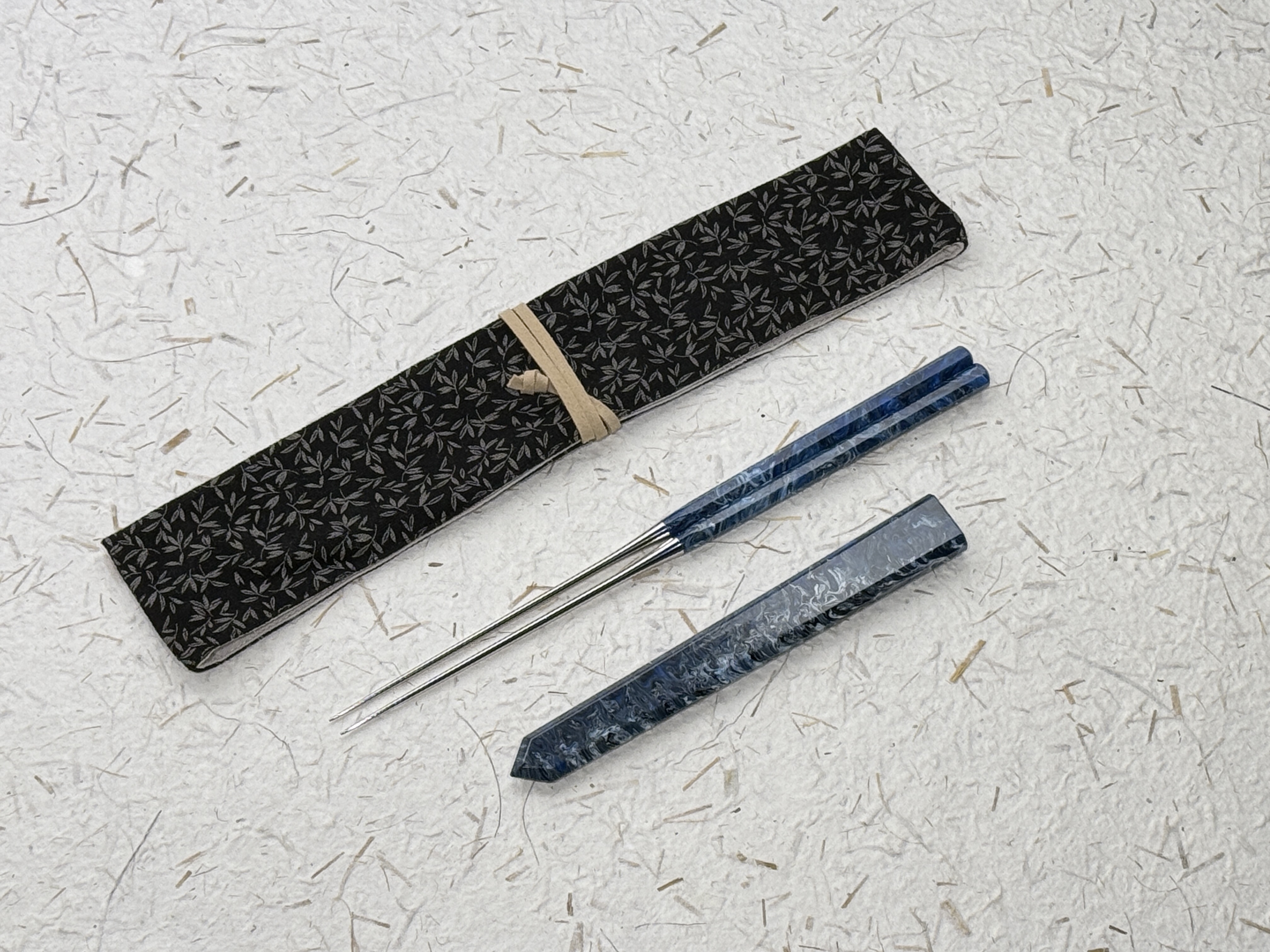 初心 藍白色樹脂 八角盛箸 收納袋付