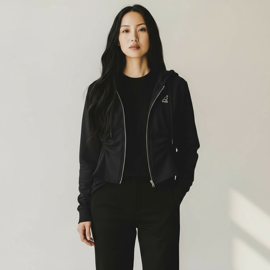 KANGOL 外套 黑 抽繩 短版 連帽 薄外套 女 6552140120