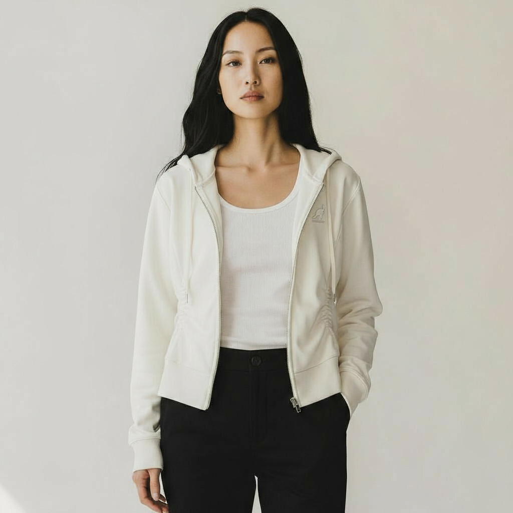 KANGOL 外套 米白 抽繩 短版 連帽 薄外套 女 6552140131