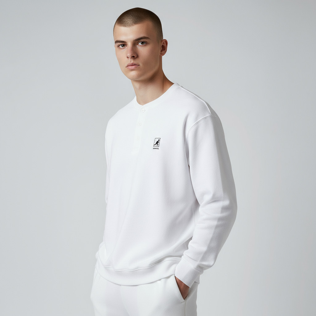 KANGOL 大學T 白色 經典 亨利領 圓領T 上衣 中性 6555100300