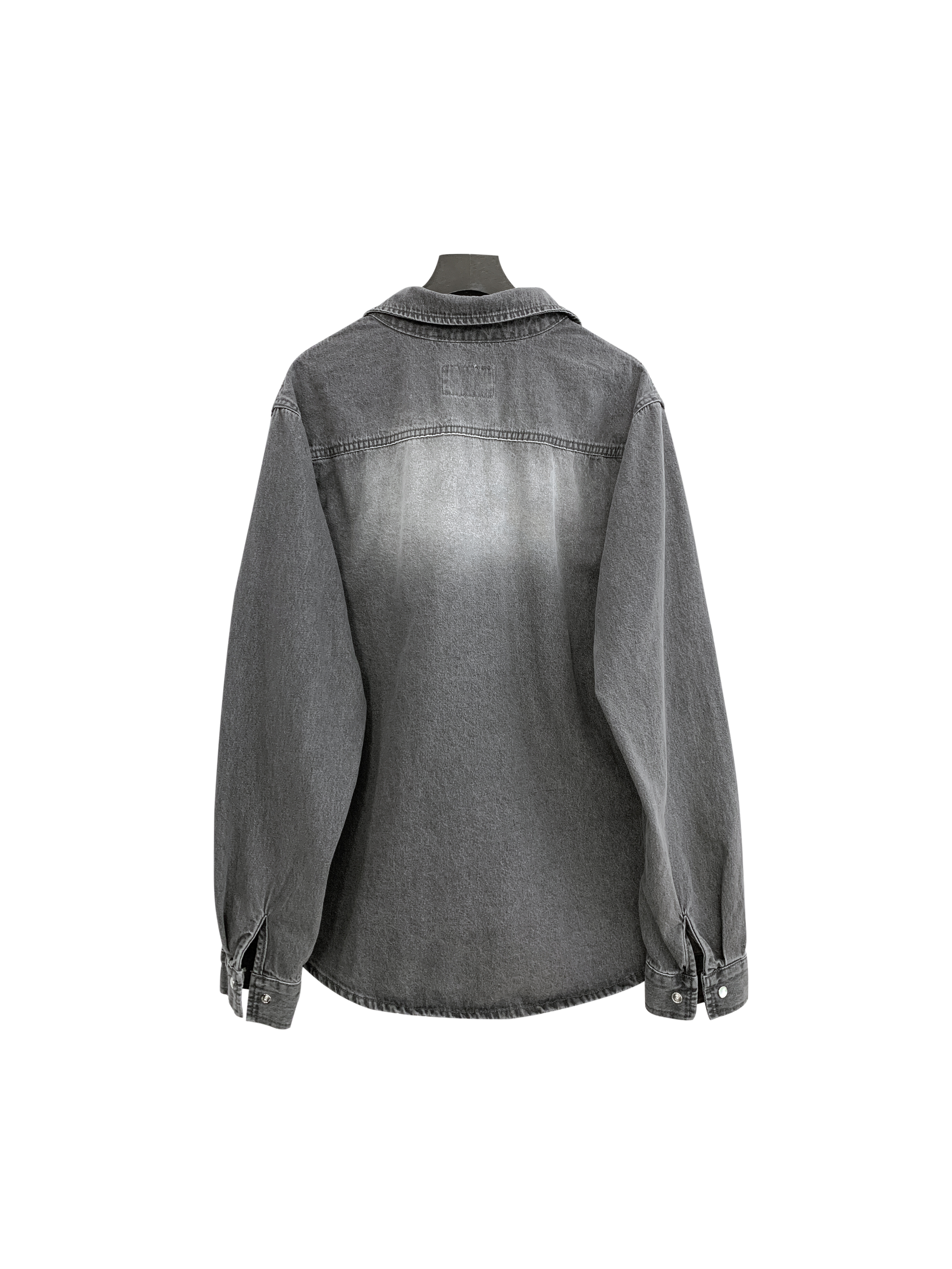 壓釦灰牛仔套褲-單上衣