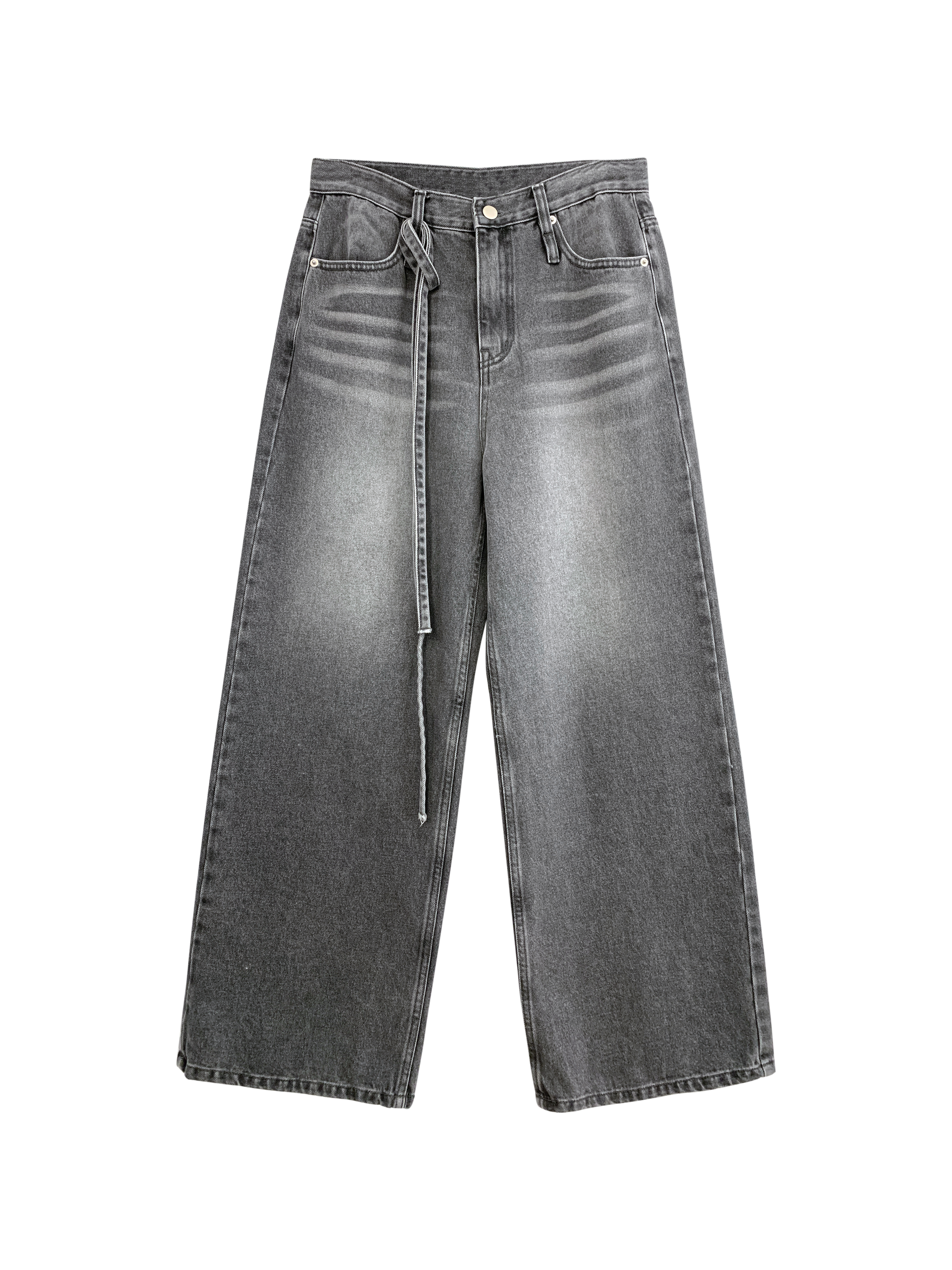 壓釦灰牛仔套褲-單褲