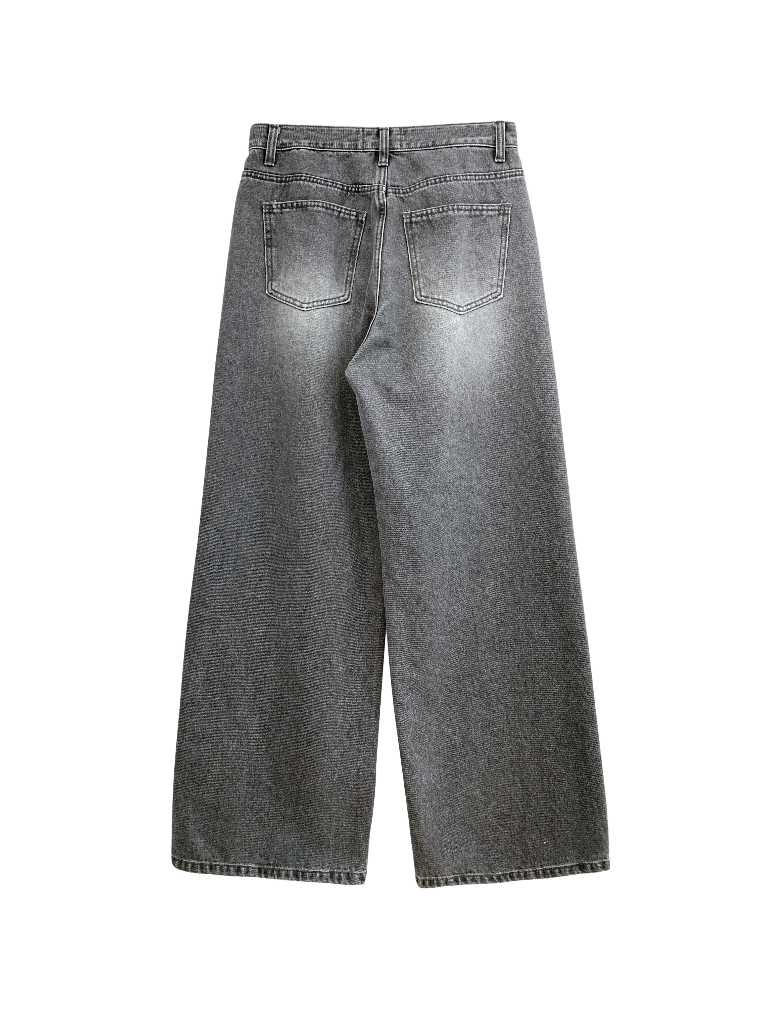 壓釦灰牛仔套褲-單褲