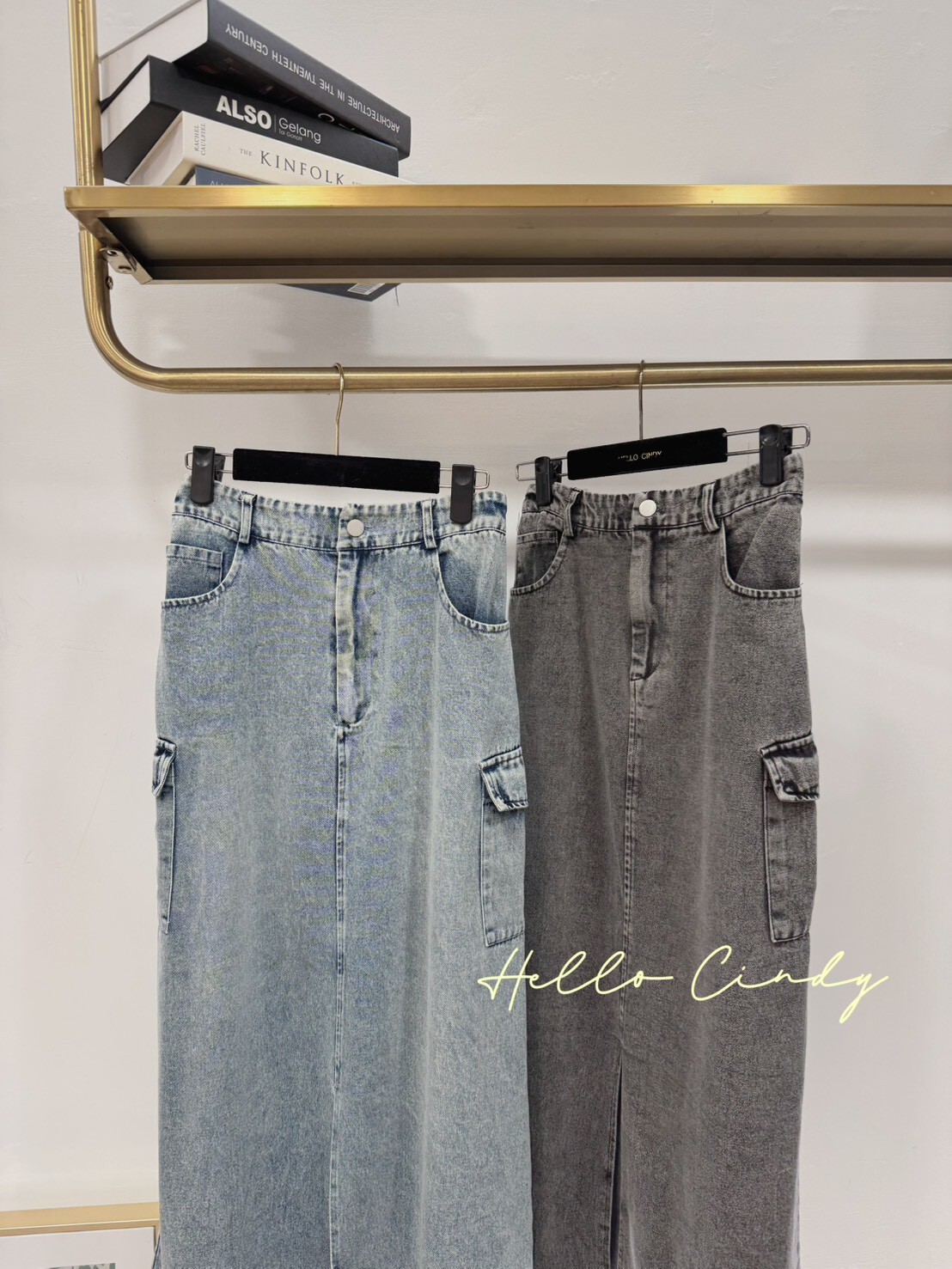 B11034 超顯瘦牛仔工裝長裙