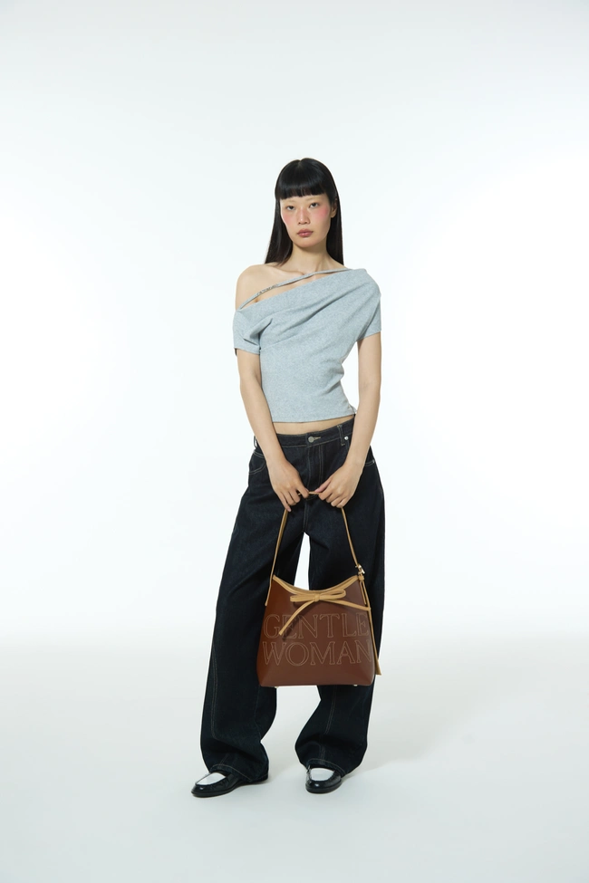 Gentle Woman City Ribbon Shoulder Bag : Brown