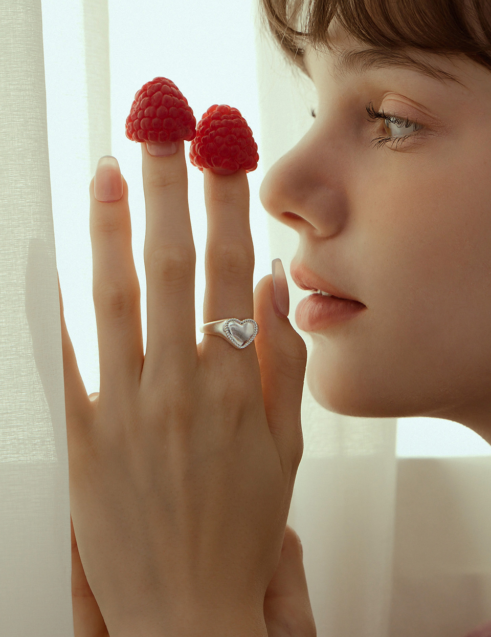 率性包邊愛心可調式戒指