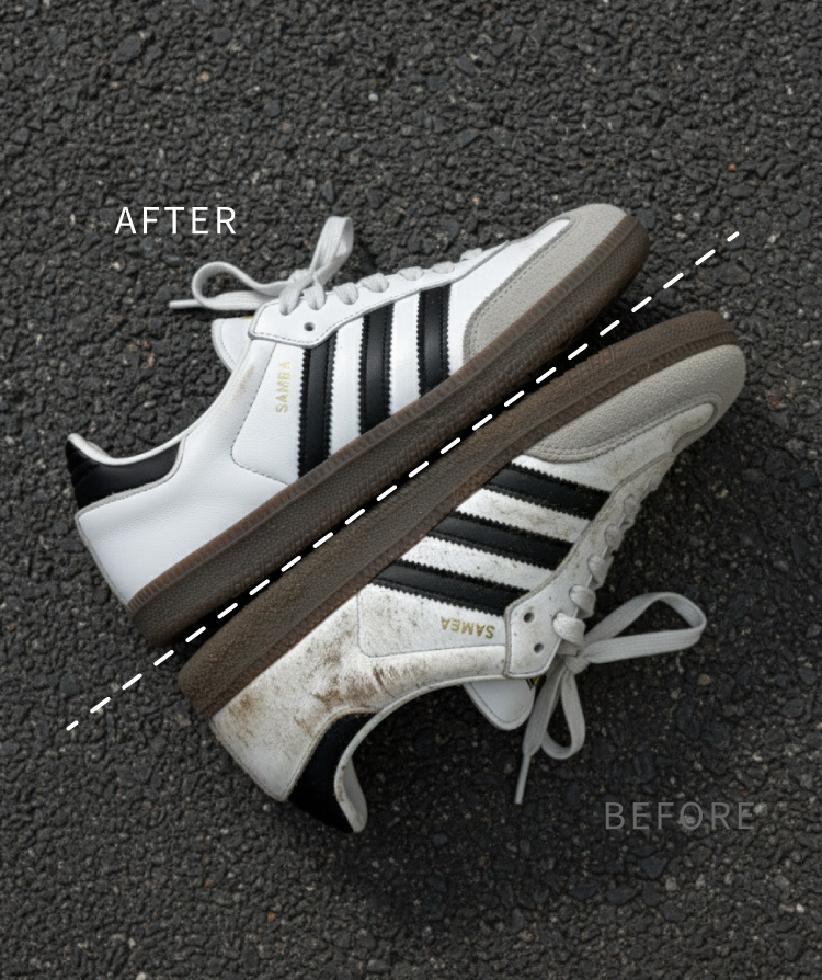 Adidas samba清潔前後對比