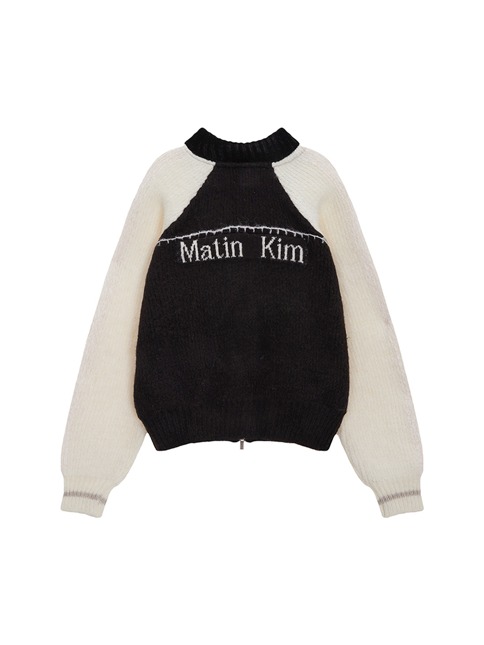 拉格蘭袖針織LOGO拉鍊外套女款 黑色