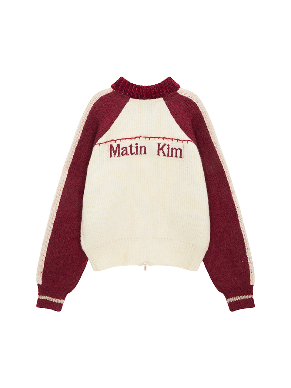 拉格蘭袖針織LOGO拉鍊外套女款 象牙白