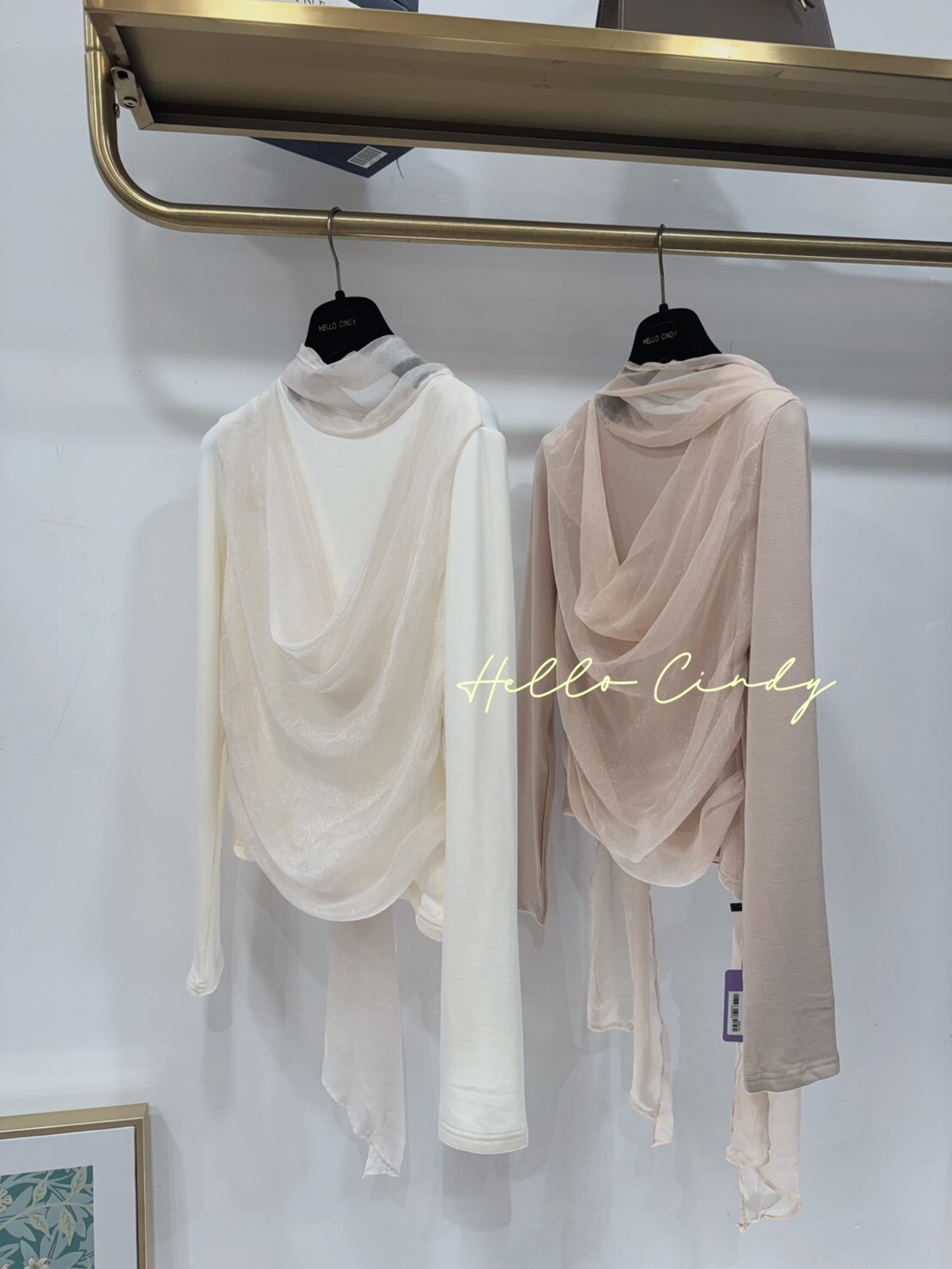 B11002 法式名媛優雅感輕柔歐根紗微毛感上衣